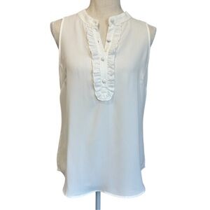 NWOT CAbi Frill Sleeveless White Blouse Women’s Size Small